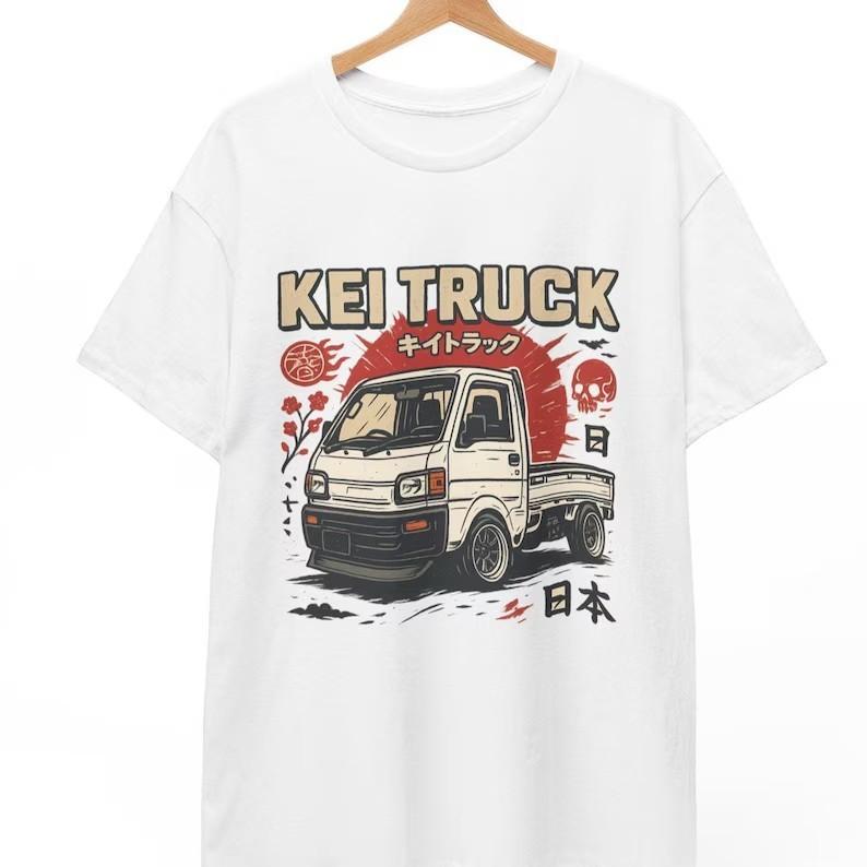 Футболка с изображением Kei Truck: Ретро японская автомобильная графическая футболка JDM