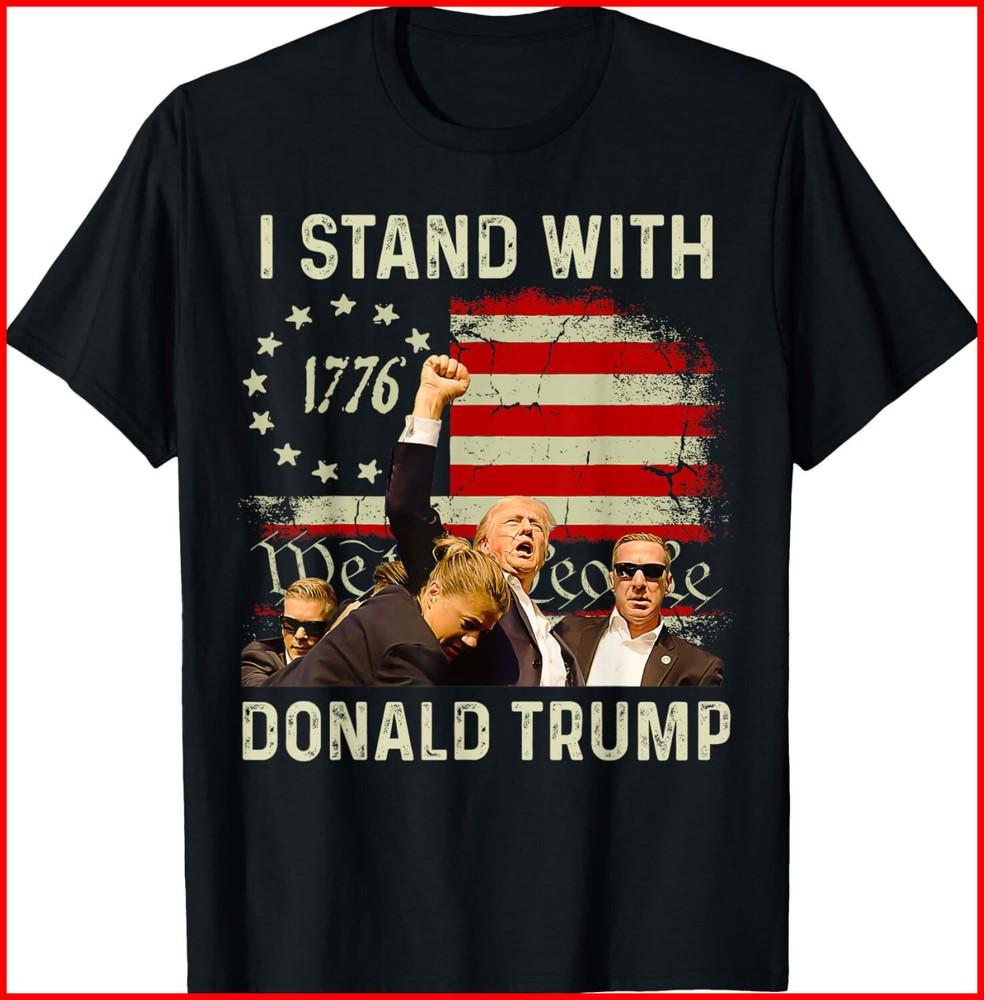I Stand With Trump Funny Trump 2024 black TShirt S5XL Unisex T-Shirt