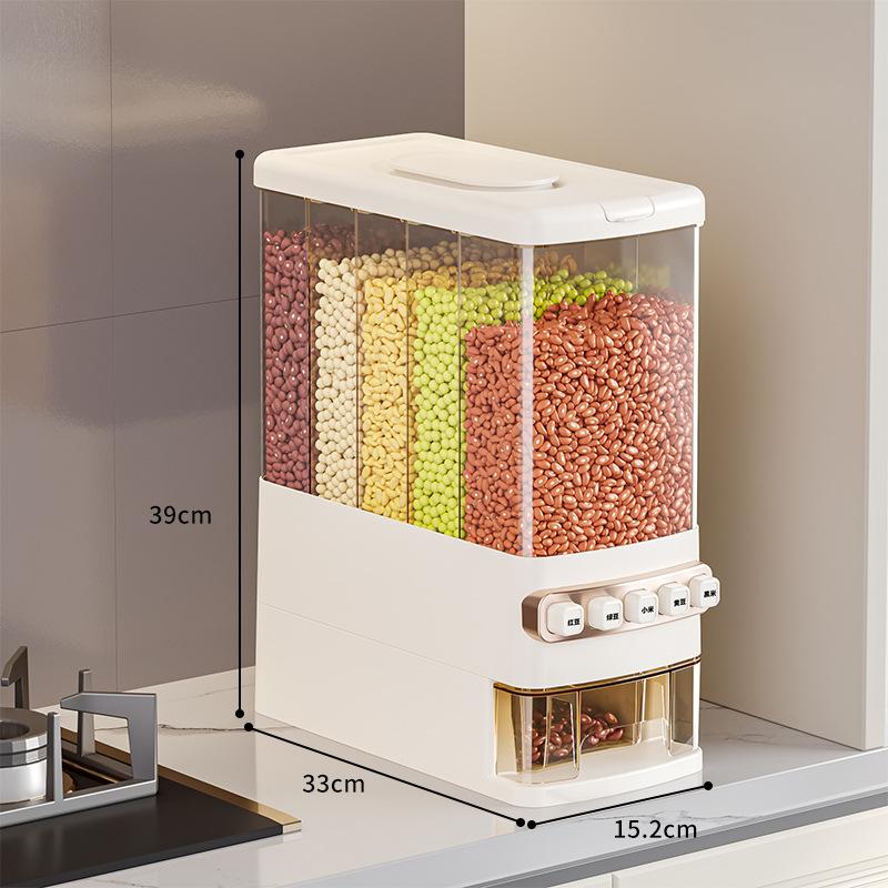 Контейнеры для хранения зерна пищевого качества, Защищенные от насекомых, Влагонепроницаемые, Герметичные коробки, Домашнее ведро для риса с разделителями для зерна, круп