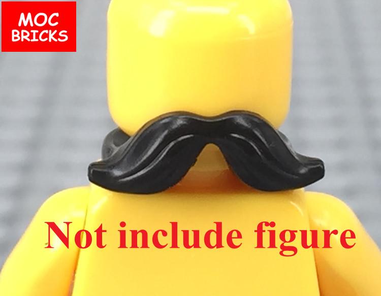 10 шт./лот MOC Кирпичи Длинная Короткая Борода Усы Галстук-бабочка Модель Фигурка Образовательные Строительные Блоки Игрушки для Детей