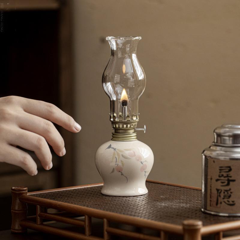 1 шт. ретро расписанная вручную керосиновая лампа керамическая чайная церемония атмосфера свеча старое масло