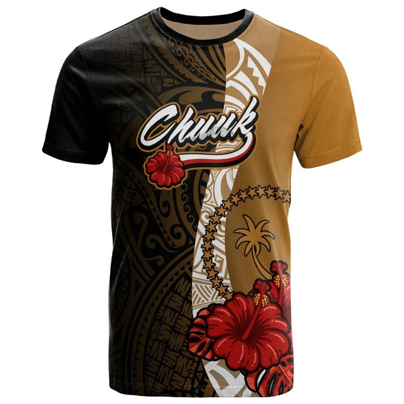 Chuuk Micronesia 3D Printed T-shirt Polynesian Style Men's Round Neck Top Fashionable Casual Street Short Sleeved Clothing