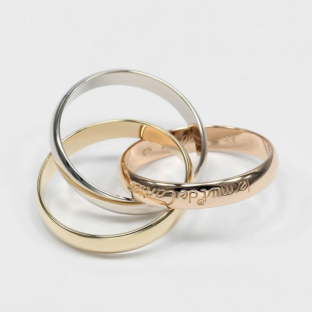 CARTIER Trinity Ring 0.1" band K18 Gold (YGxPGxWG) #5.8(US Size) 7.5g Women Used