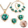 4 шт./компл. блестящее элегантное ожерелье, серьги, браслет, кольцо, регулируемый женский комплект ожерелья с подвеской в ​​виде сердца со стразами