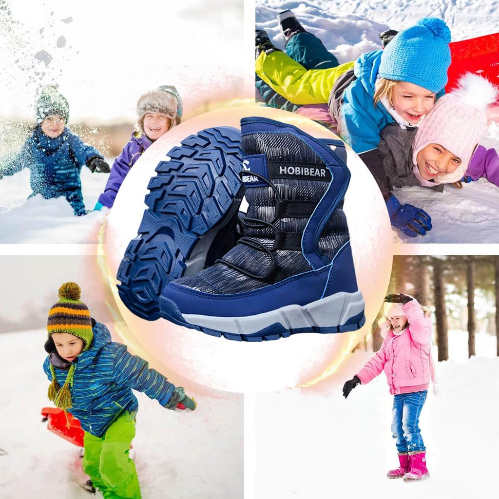 Kumonise Snow Junior Waterproof Winter Boots for Snow Size Kids' Boots, Boys' Snowshoes, Girls' Boots, Children's Play, Blue, 22.5