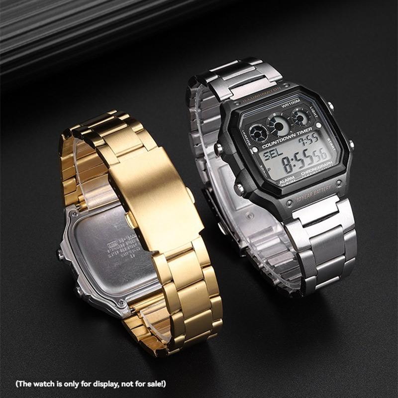 18мм Стальной ремешок для часов Casio Small Square 3299 AE-1200WH/1300WH W-218 AE1200 металлический ремешок 18мм Браслет наручный