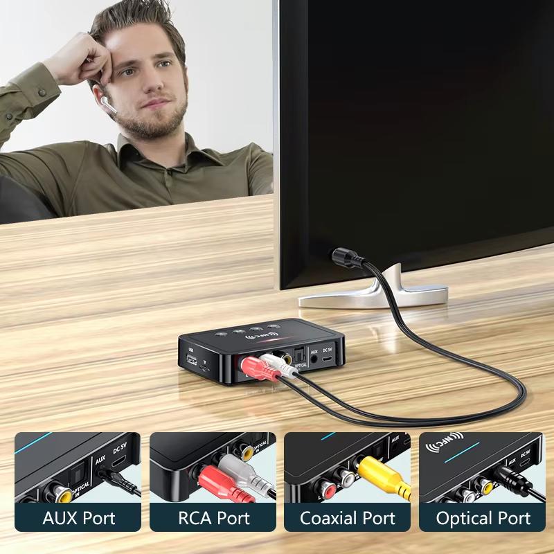 NFC Bluetooth 5.4 приемник передатчик FM стерео AUX 3.5MM оптический коаксиальный TF/U-диск беспроводной адаптер пульт дистанционного управления для ТВ ПК