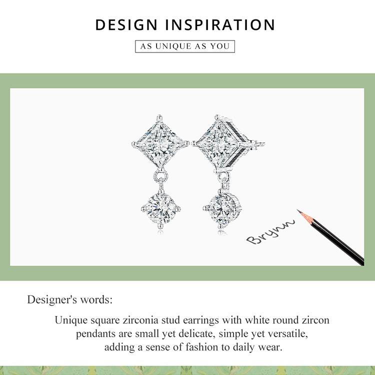 Женские серьги-гвоздики BAMOER из стерлингового серебра 925 пробы с нежным кубическим цирконием, изящные роскошные серьги-гвоздики для девочек, изысканные ювелирные изделия Gitf