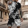 Men's Casual Fashion Sports Set Printed 3D Oil Painting Summer Fashion Casual Breathable Refreshing Short-Sleeved T-Shirt Pants