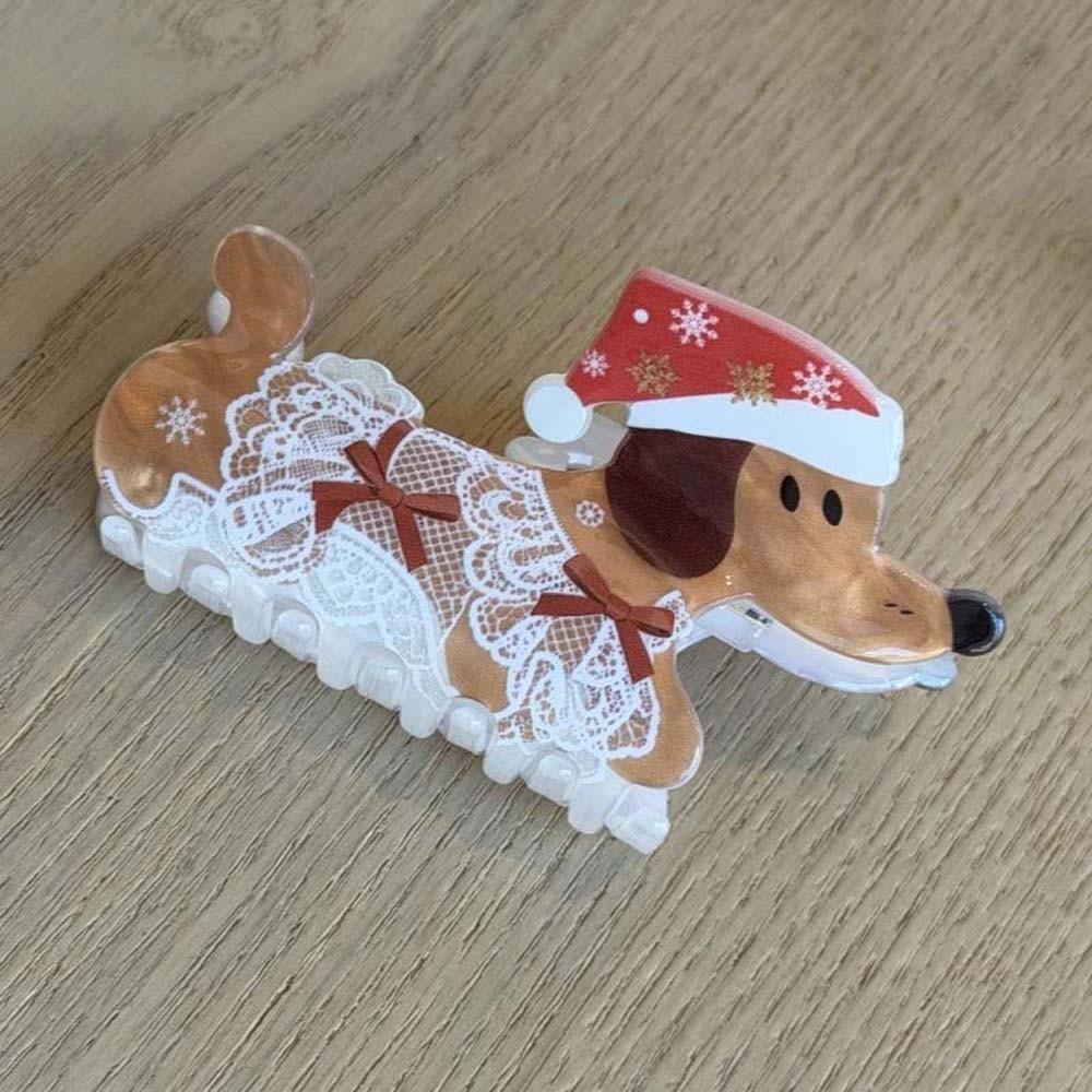 PVC Christmas Hair Claw Acrylic Animal Hair Catch Xmas Tree Hairpin Cute Shark Clip Women Headwear