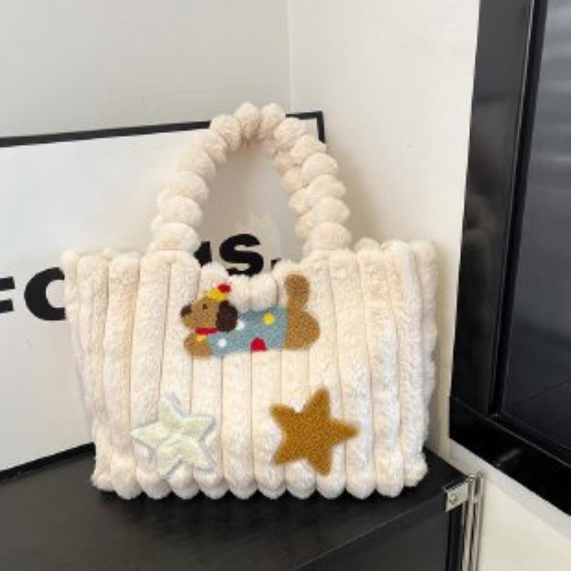 Сумка-тоут такса осень новая милая женская сумка через плечо большой вместимости портативная плюшевая сумка тренд