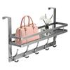 Over The Door Organizer Carbon Steel Bathroom Door Towel Rack No Drilling Hanging Rack With Basket And Hooks For Clothes Bag Key