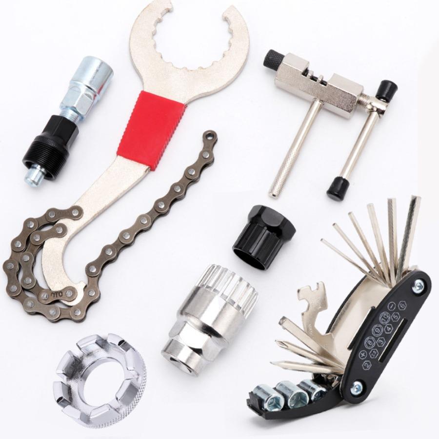 Многофункциональный набор инструментов для ремонта велосипеда - Включает ключи для шатуна, маховика, петуха переключателя и выжимку цепи