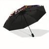 1pc Stained Glass Ow Automatic Folding Umbrella, Portable & Foldable Design with 8 Ribs, Casual Outdoor Accessory Halloween and Christmas gi