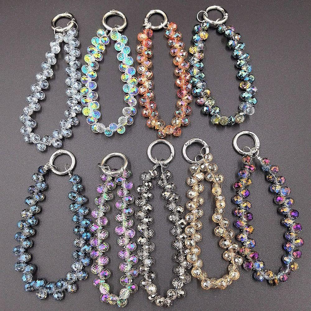 Прозрачный хрустальный брелок с бусинами, съемная сумка, кулон, креативный ремешок для телефона для женщин и девочек