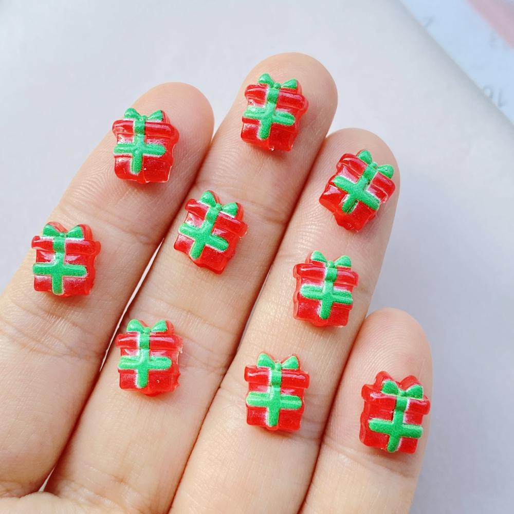 50 шт. Мини-фигурки из смолы, разноцветные, Рождественский снеговик, елка, Санта-Клаус, олень, с плоской задней стороной, для нейл-арта, DIY, аксессуары для скрапбукинга, поделки