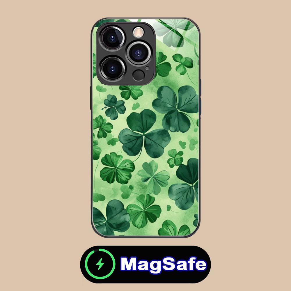 Чехол для мобильного телефона на День Святого Патрика для iPhone 17 16 15 14 13 12 11 Air Pro Max Plus Mini MagSafe Стеклянный Цветной Чехол Роскошный