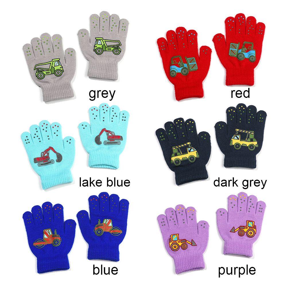 Baby Boys Girls Soft Non-slip Cute Cartoon Kids Gloves Thick Warm Knitted Mittens