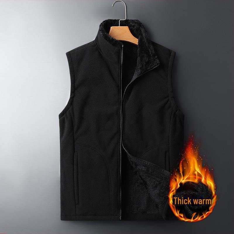 Мужской большой зимний флисовый спортивный жилет - теплый жилет больших размеров для людей среднего и пожилого возраста