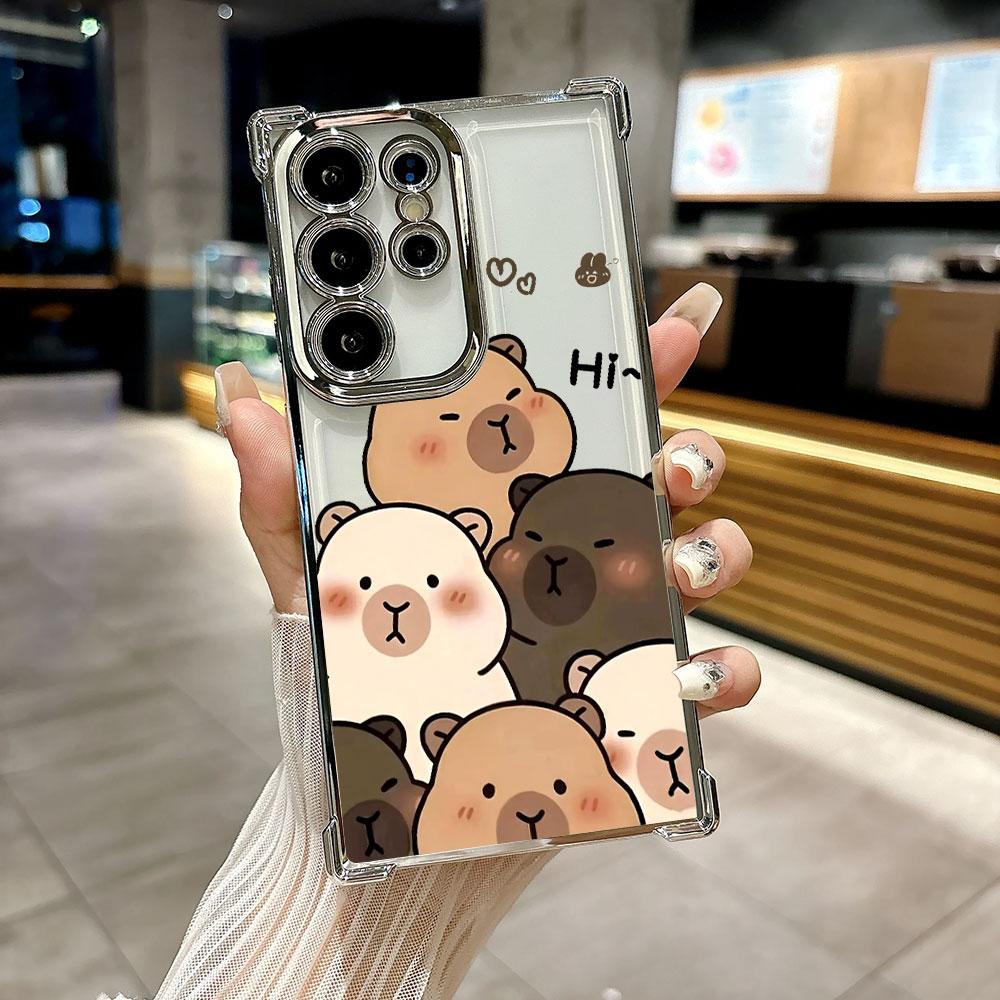 Capybara Cartoon Animal Funda For Samsung S26 Ultra Phone Case For Galaxy S25 FE S26 S24 S23 S22 S21 Ultra S20 Plus Clear Cover