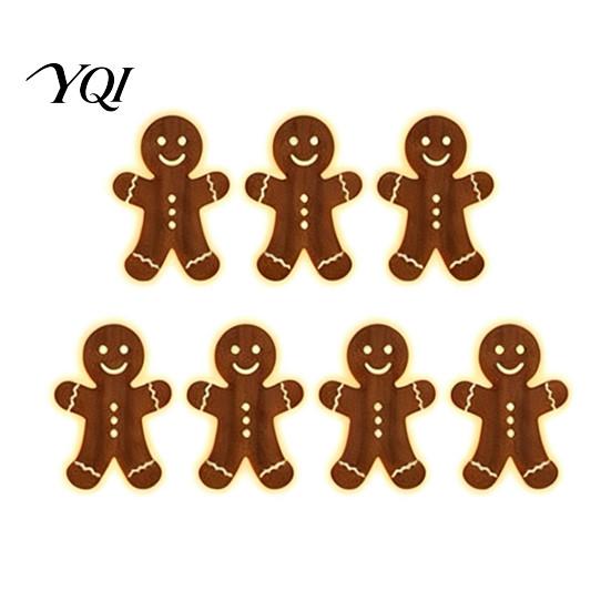 Holiday LED Wall Decorations 7Pcs Christmas Glowing Wooden Silhouette Lights, Xmas Decor, Reindeer Gift for Family Santa Tree Gingerbread Snowflake
