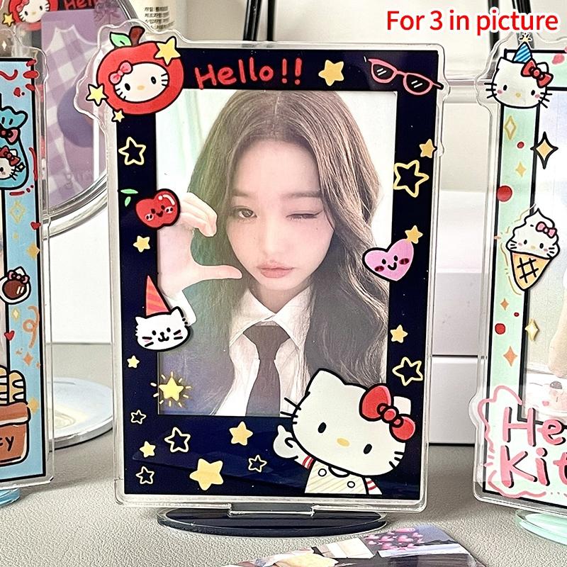 Держатель для фотокарточек 3 дюйма Hello Kitty Фотоальбом Акриловая подставка для фотодисплея Настольное украшение Домашний декор Защита для фотографий