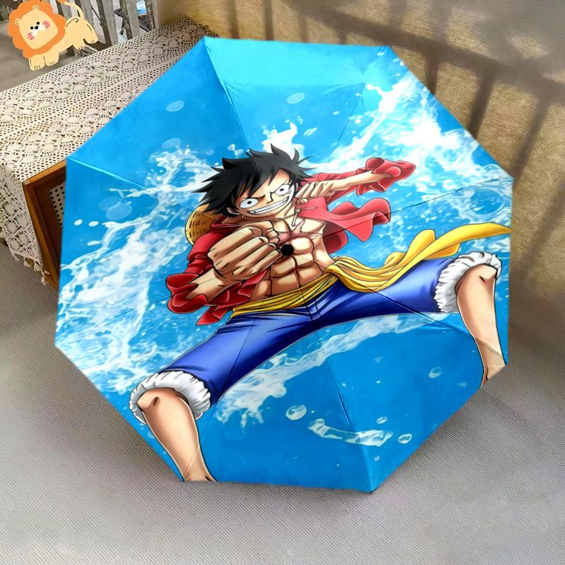 1 шт. Автоматический складной зонт - Узор Luffy D Портативный складной дизайн с 8 спицами Рождественские подарки на день рождения