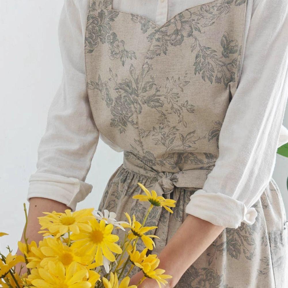 Элегантный кухонный фартук с карманами Фартук для готовки Портативный водоотталкивающий фартук Женский