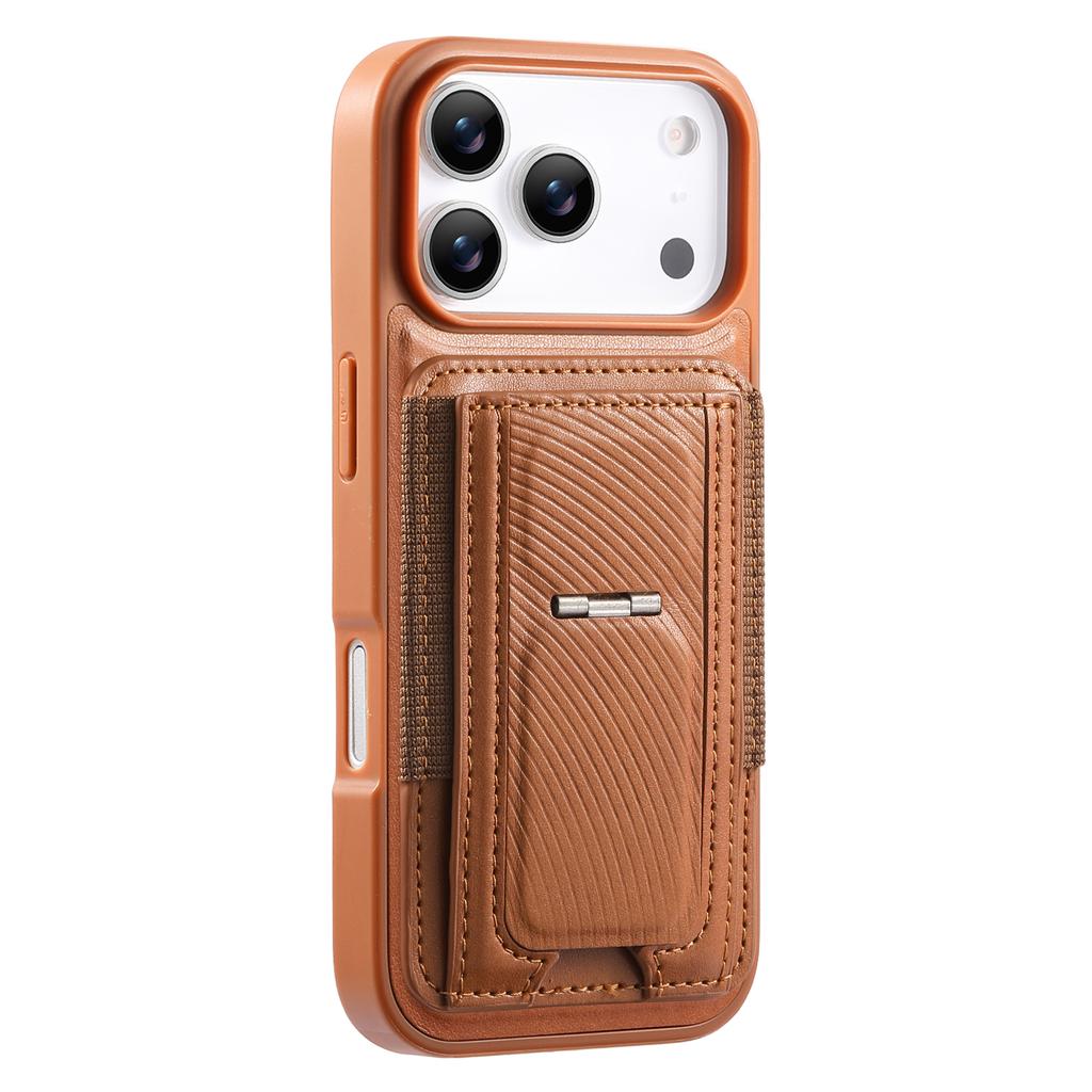 CASENEO For iPhone 17 Pro Max Case with Foldable Kickstand TPU PU Leather PC Card Bag Magnetic Phone Cover Compatible with MagSafe