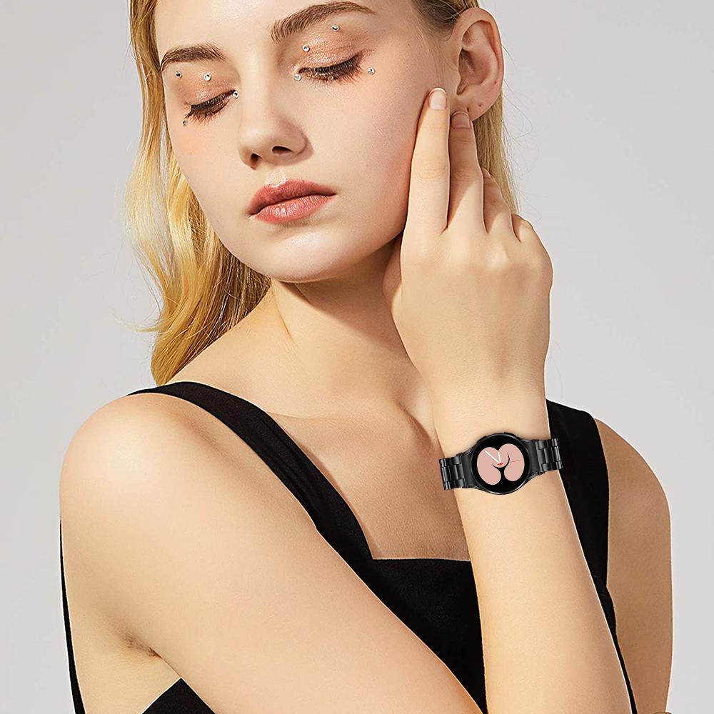 For Samsung Galaxy Watch7 44mm 40mm Stainless Steel Watch Band 3-Beads Wrist Strap