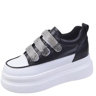 Модные новые осенние женские кроссовки на платформе, увеличивающие рост, кожаные повседневные туфли, толстая подошва 8 см, блестящие кроссовки для женщин, Deportivas Mujer