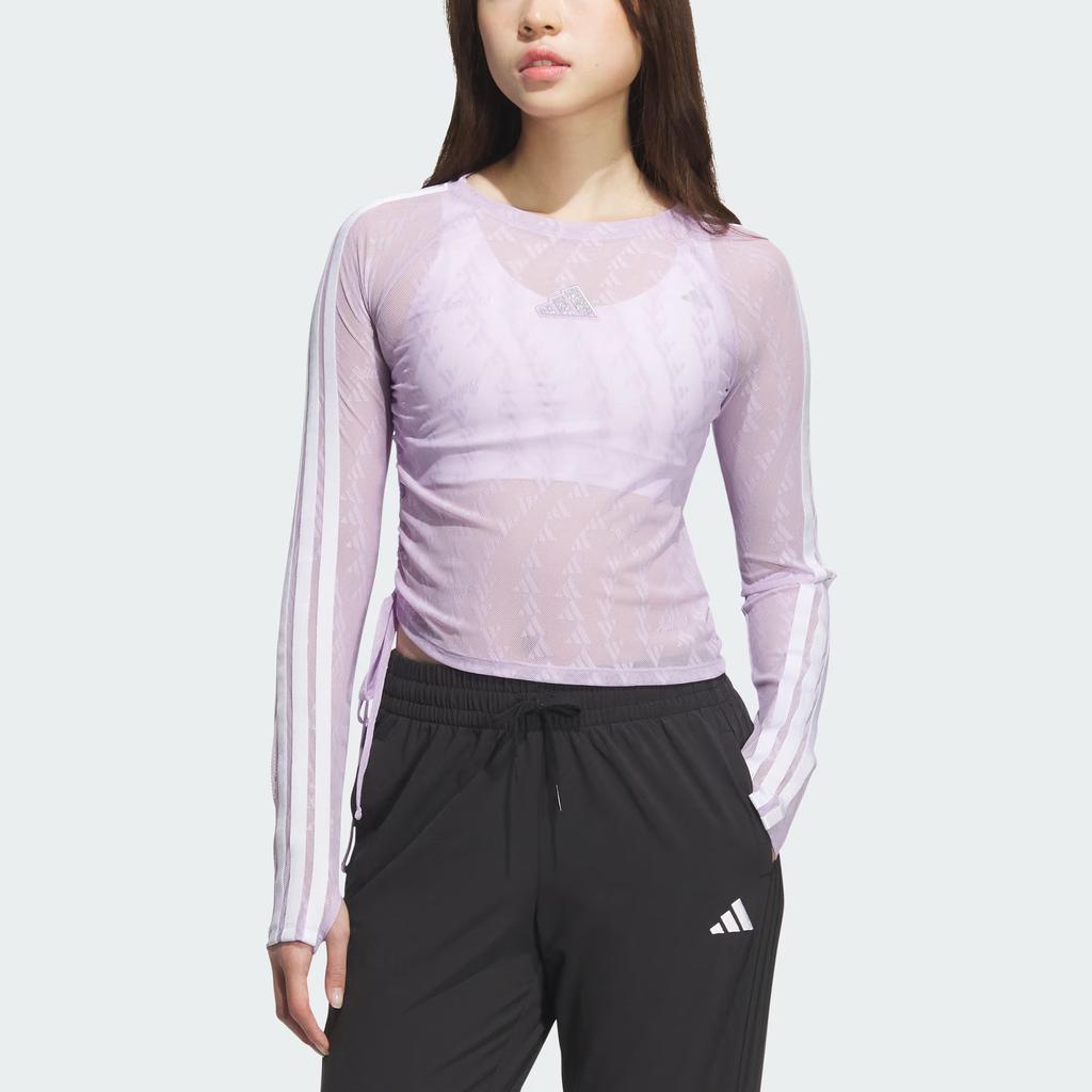 adidas Story Сетчатая футболка с круглым вырезом, облегающего кроя, с длинным рукавом, женские топы KB7608