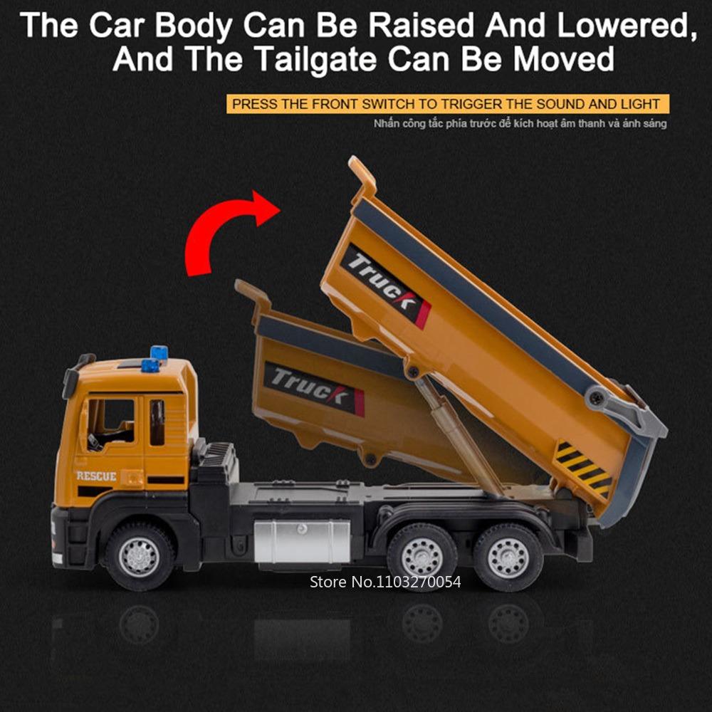 1/32 САМОСВАЛ Модель Игрушки Машина Литая Машина Инженерная Машина Металлический Корпус Резиновые Шины Звук Свет Инерционный Механизм Игрушка Подарок На День Рождения