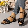 Модные французские сандалии с плоским носком женские 2025 лето новые коричневые ретро черные удобные римские туфли обувь для женщин обувь на платформе