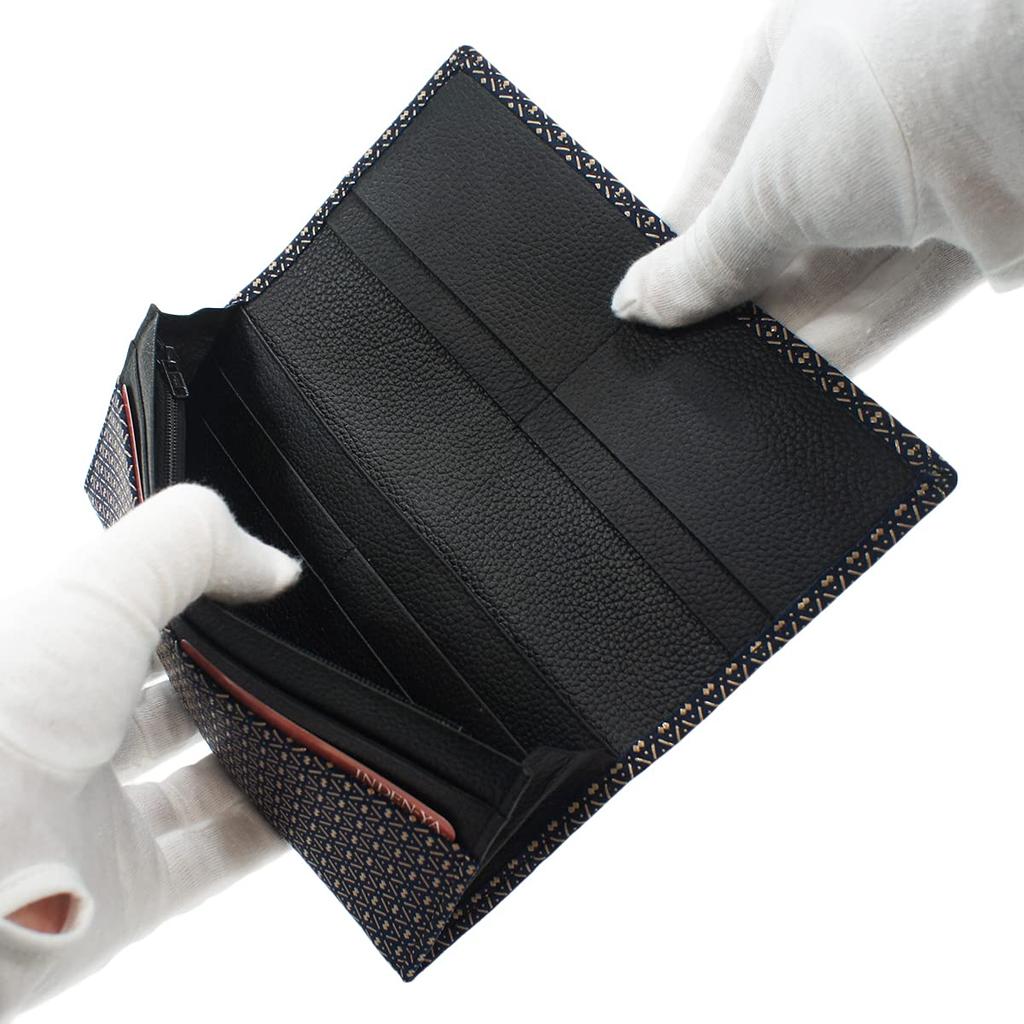 Длинный набор Inden с монетой, темно-синий с белым узором тыквы [Indenya], кошелек, M, кошелек, замша, лак, 2109-14-007