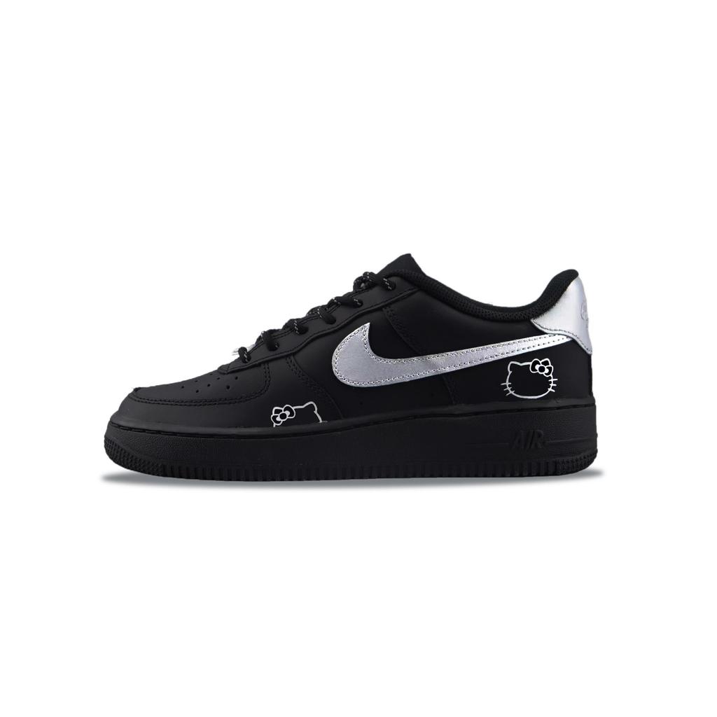 Nike Nike Air Force 1 Устойчивые к износу и легкие Низкие Скейтбордические кроссовки Унисекс Черный Серебристый CW2288-001(Команда129-)