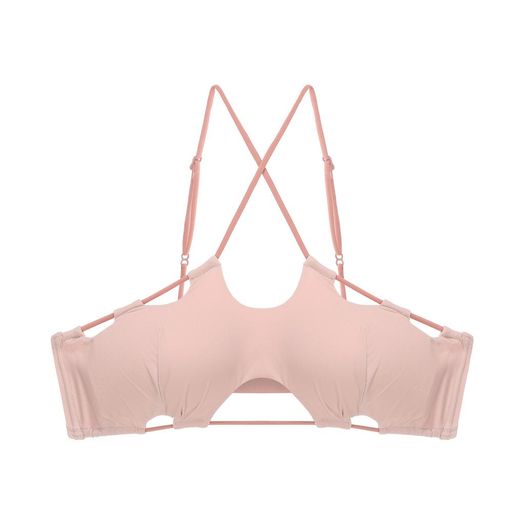 French Pure Desire Seamless Steel Ring Underwear Sexy Neck Contrast Color Cross Back Underwear Tube Top Gathering Bra Cover