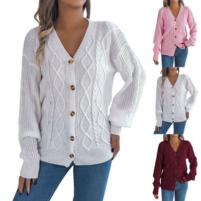 Женская мода повседневная с длинным рукавом на пуговицах вязаный кардиган свитер куртка однотонный кардиган пальто
