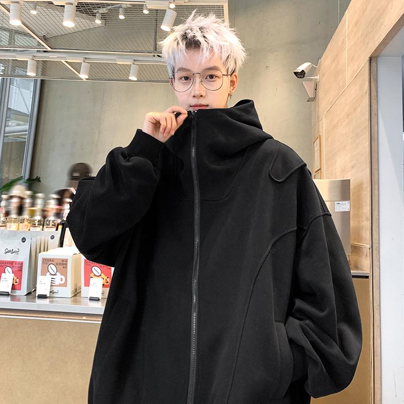 Мужская белая толстовка-кардиган, весна/осень 2024 г., свободная куртка-толстовка с капюшоном в американском стиле