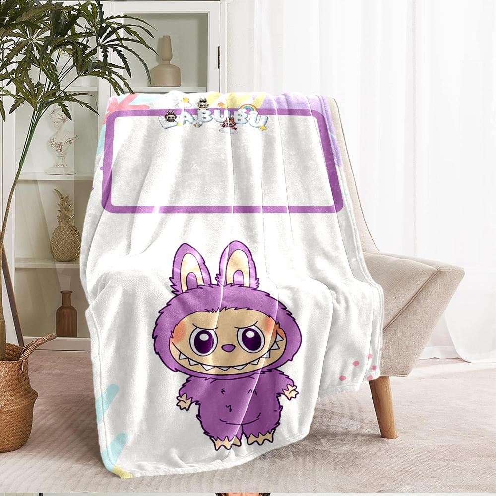 Labubu Theme Printed Blanket - Perfect for Couch, Bed, Travel & Outdoor Use | Machine Washable, Cozy & Durable.