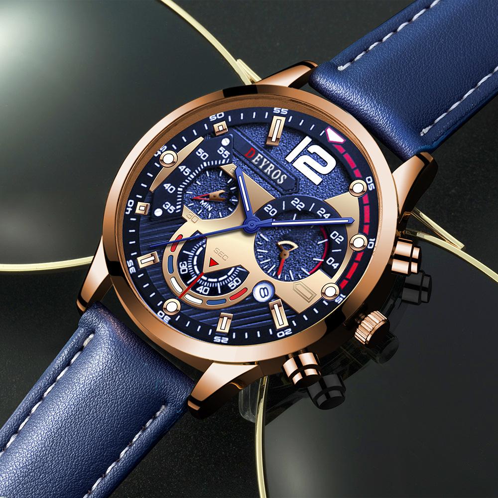 Деловые мужские кварцевые часы с календарем, модные мужские повседневные наручные часы из искусственной кожи, спортивные часы, идеальный выбор для подарков мужчинам