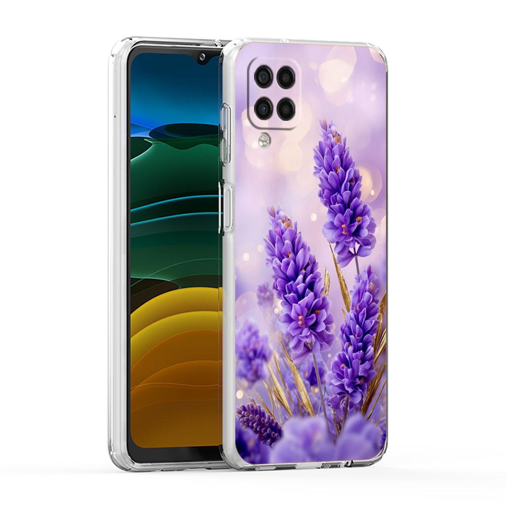 Мягкий ТПУ для Samsung Galaxy A13, A15, A22, A23, A25, A31, A32, A33, A35, A52, A53, A05, 5G Прозрачный чехол для телефона Осенний цветок Лавандовая сумка
