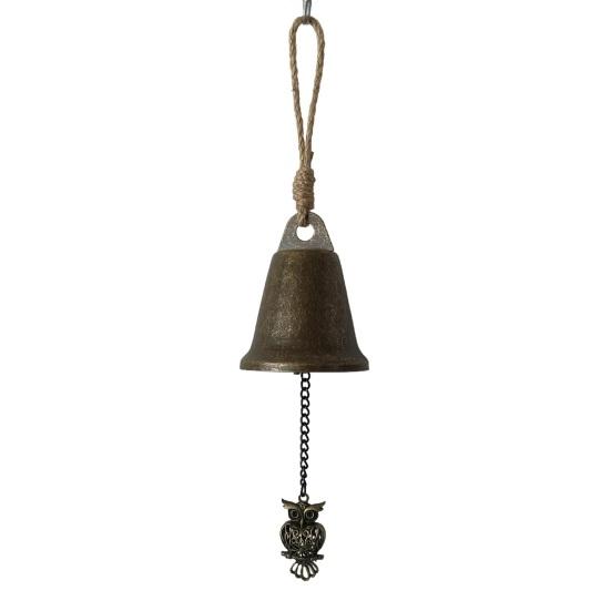 Vintage Hanging Bell Rustic Metal Wind Chime Retro Hanging Wind Bell with Owl
