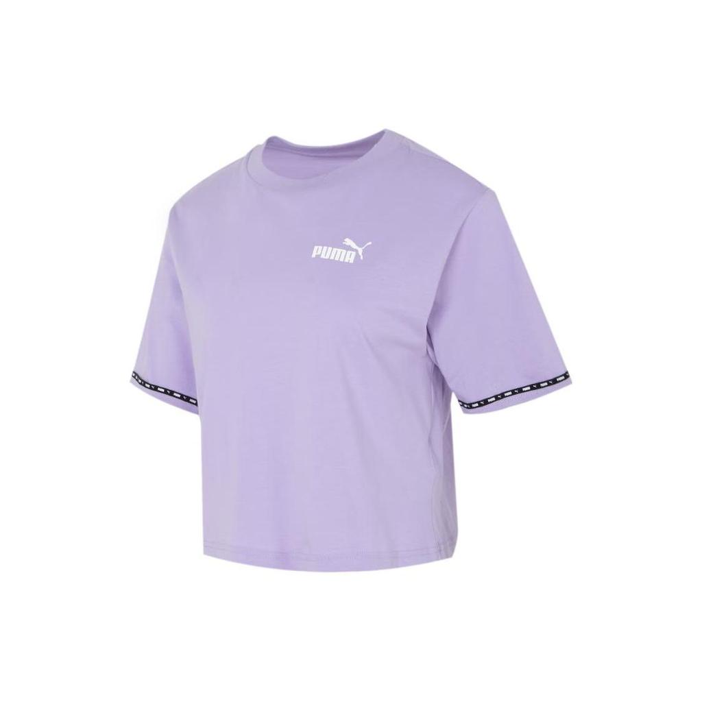 Puma Loose-Fit Sportswear Fitness Training Trendy Comfortable Breathable Round Neck Short Sleeve Drop Shoulder T-Shirt Women Tops Purple 676678-25