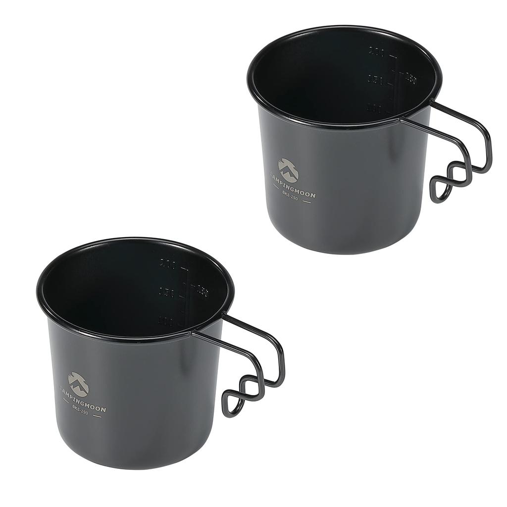 CAMPING MOON Solo Mug M Camping Mugs, Black, 2-Piece Set, 210ml SOLO MUG BKS-190-2P