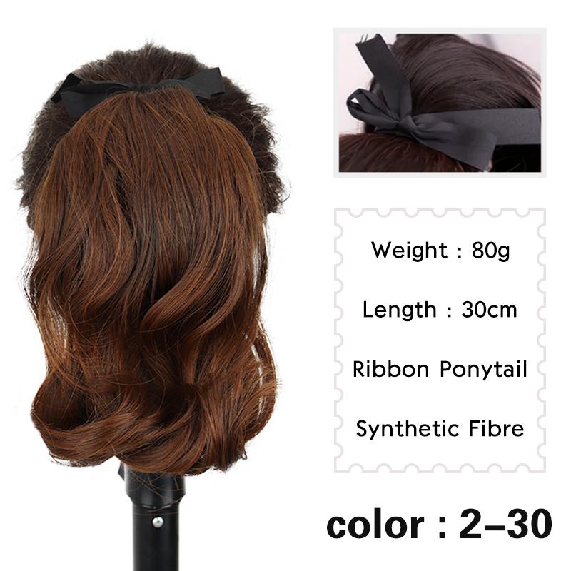 MISS WIG Синтетические короткие волнистые хвостики из натуральной ленты, накладные волосы, черный хвост на заколке для наращивания, женские шиньоны