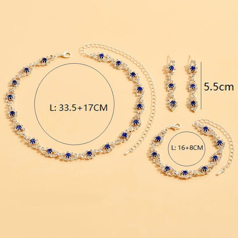 Браслет со стразами, серьги, блестящее ожерелье, свадебный комплект украшений из кристаллов, банкет