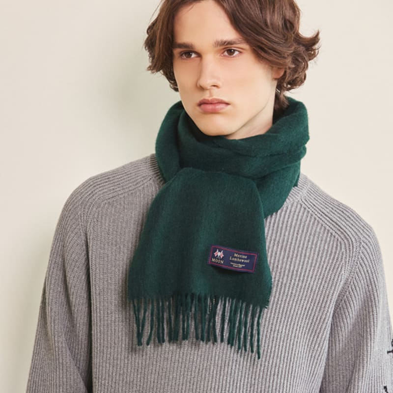 ABRAHAM MOON Шарф из мериносовой шерсти 25 см - Королевский зеленый