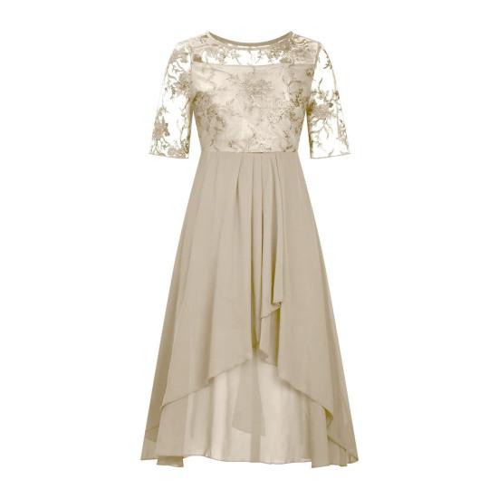 Женское платье миди с цветочным кружевом, летнее шифоновое платье-халат с круглым вырезом, длинное коктейльное вечернее платье для гостей на свадьбе, подружек невесты