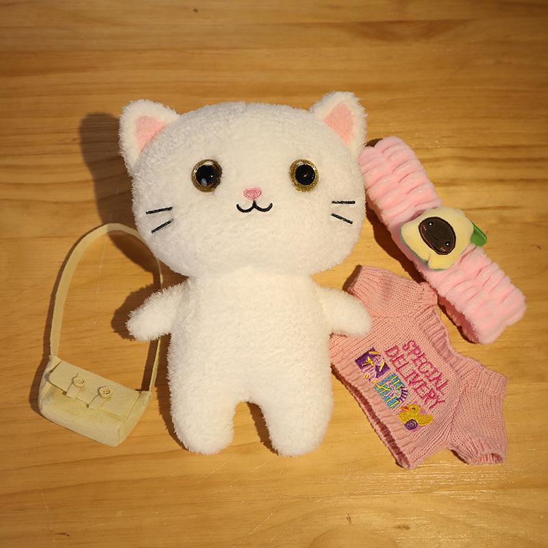 30 см Кафе Кот Маленькие Кошки Милая Подушка Плюшевая Игрушка Мягкая Кукла В Очках и Одежде Мультяшная Милая Игрушка